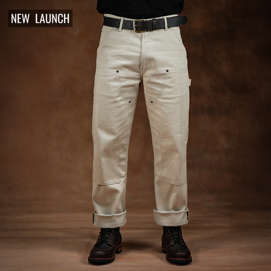 Double Knee Carpenter Arctic Wolf 12 Oz Cotton Twill Pants For Men (True Straight)