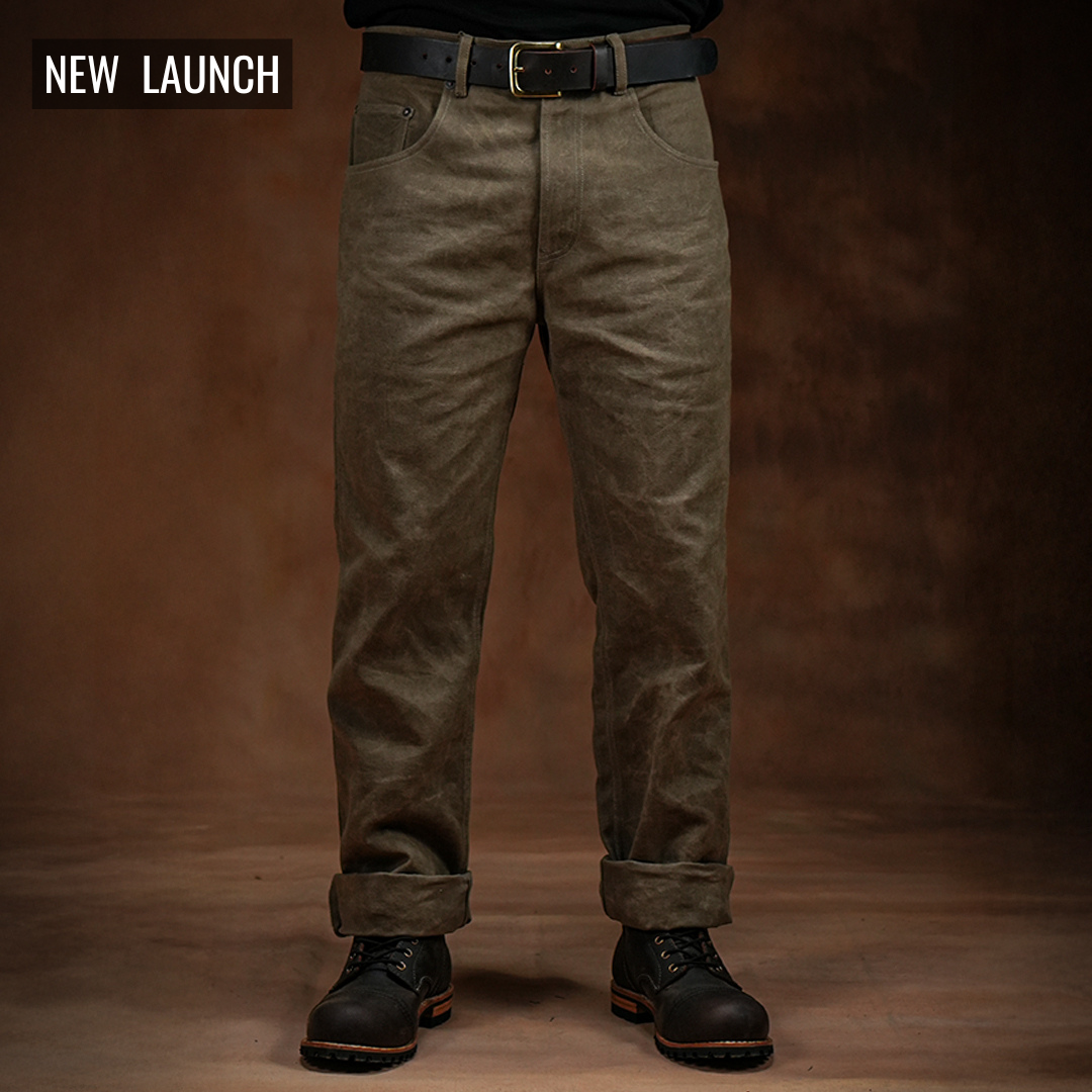 Five Pocket Field Tan 12 Oz Hard Waxed Canvas Pants For Men (True Straight)