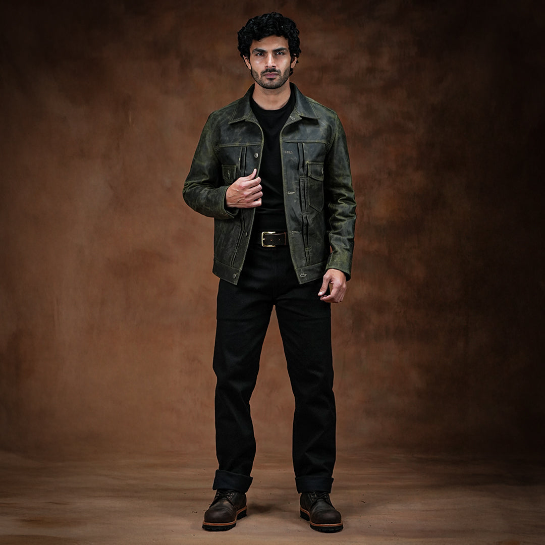 Trucker Type 2 Leather Jacket (Vintage Green) – Craft & Glory