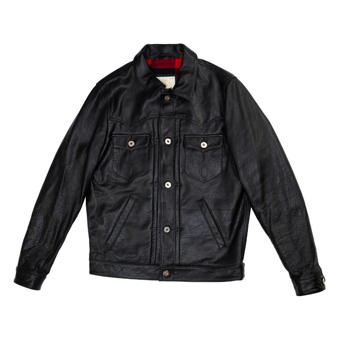 Trucker Type 2 Leather Jacket (Raven Black)