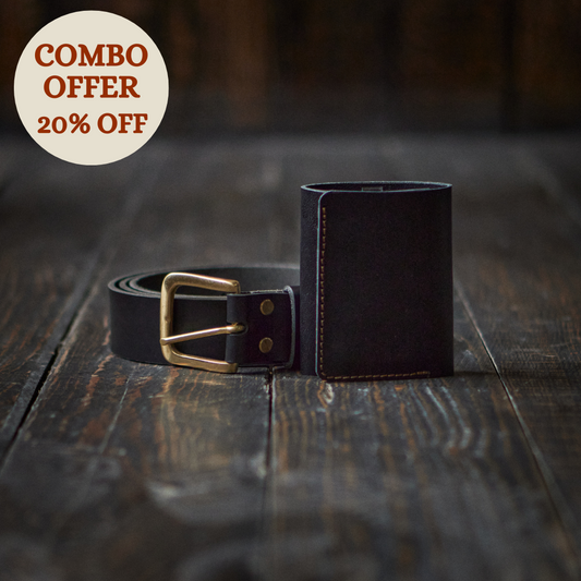 Heritage Belt & Trifold Wallet (Raven Black)