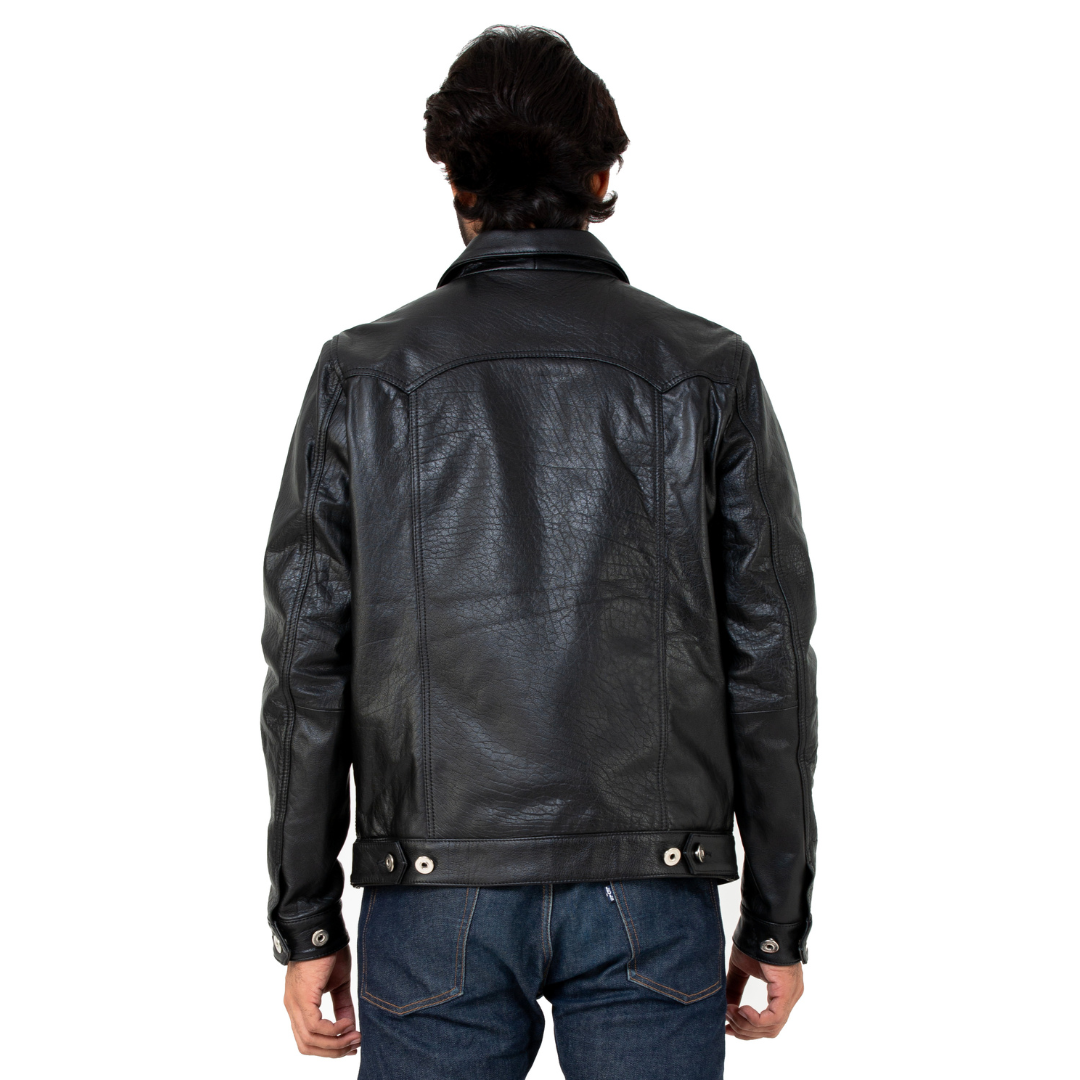 Trucker Type 2 Leather Jacket (Raven Black)