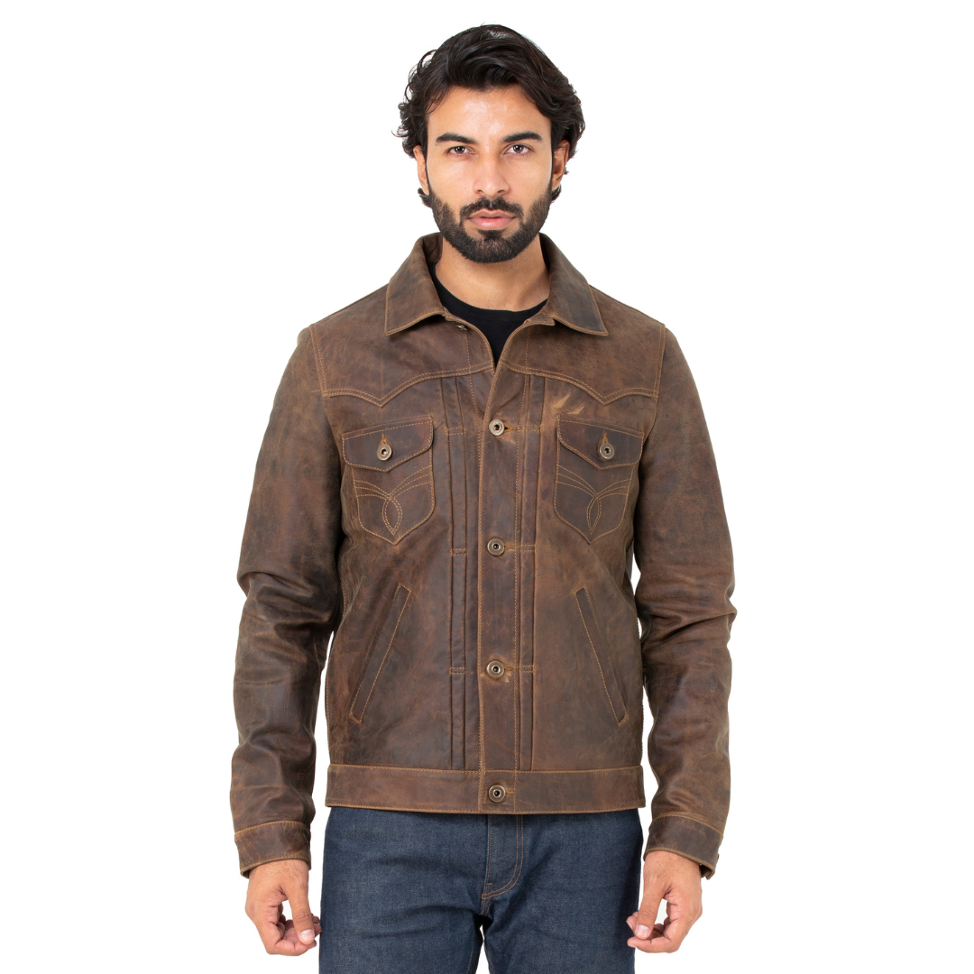 Brown Leather Bomber Jacket Top Grain Leather Jacket Mens