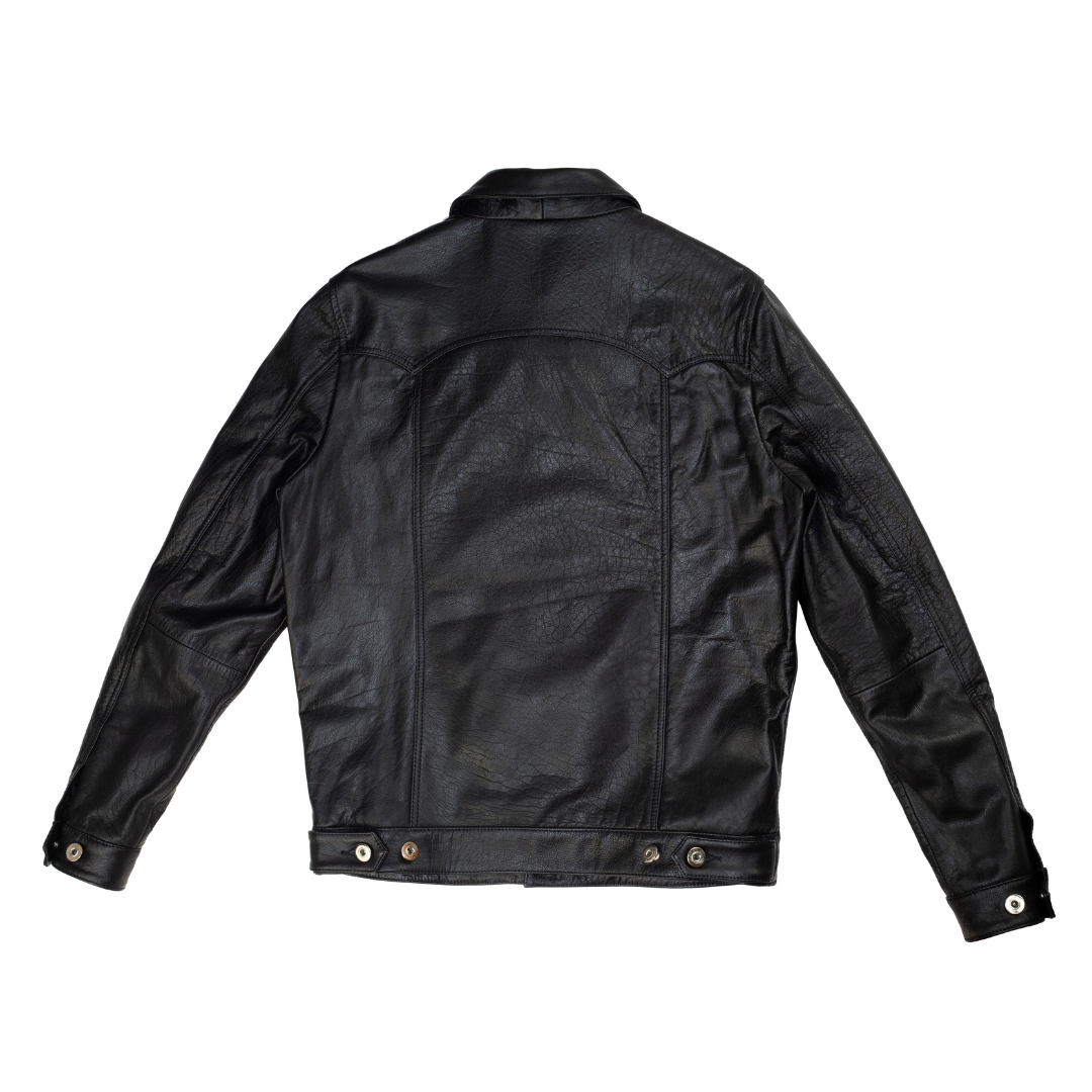 Trucker Type 2 Leather Jacket (Raven Black)