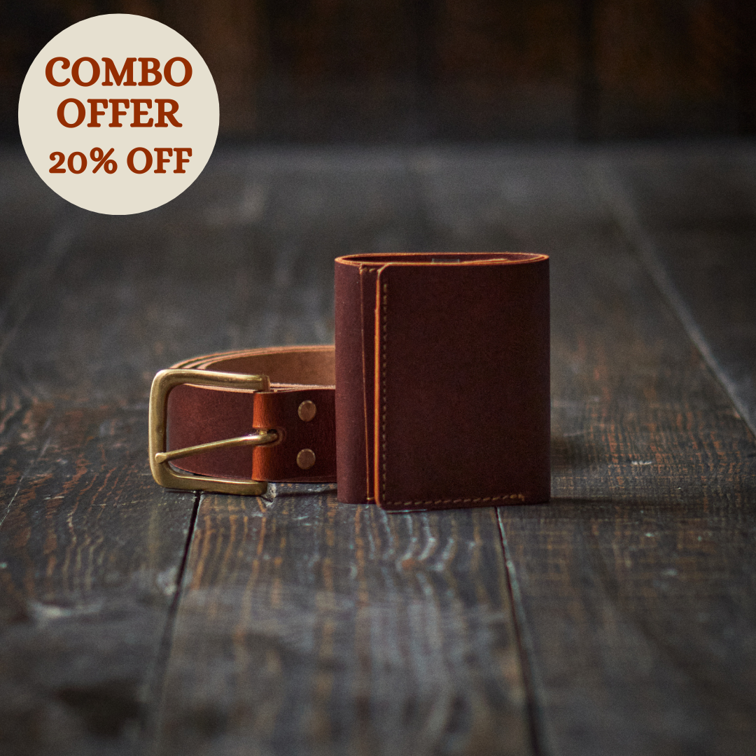 Heritage Belt & Trifold Wallet (Saddle Tan)