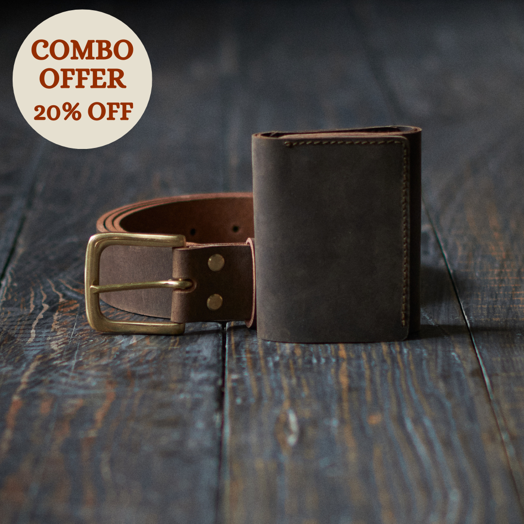 Heritage Belt & Trifold Wallet (Vintage Brown)