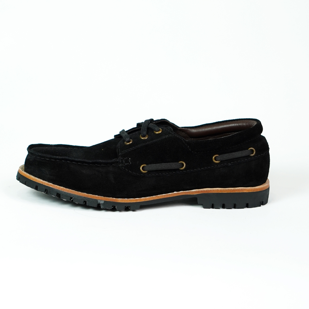 Voyager Boat Shoes Suede (Phantom Black) Goodyear Welted