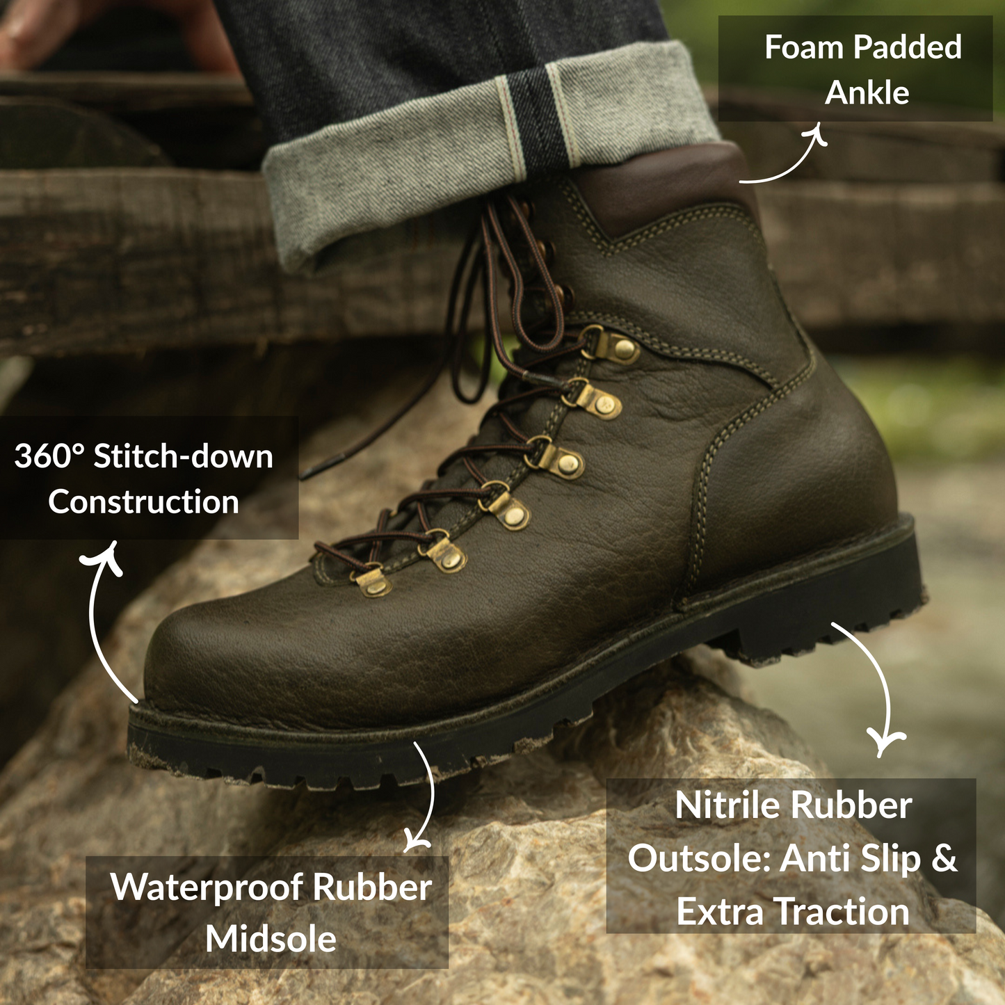Women Himalayan Hiker Boots 6" (Moss Green) Water Repellent