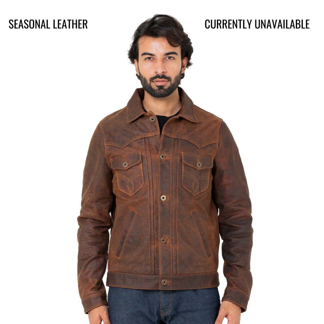 Trucker Type 2 Leather Jacket (Vintage Tan)