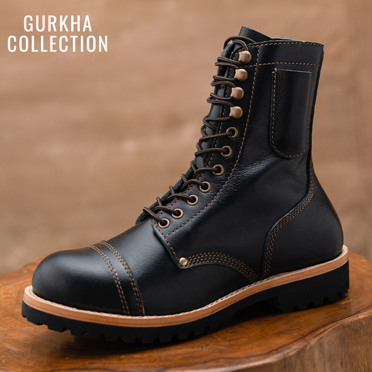 Gurkha Combat Boots 8" (Raven Black) Goodyear Welted