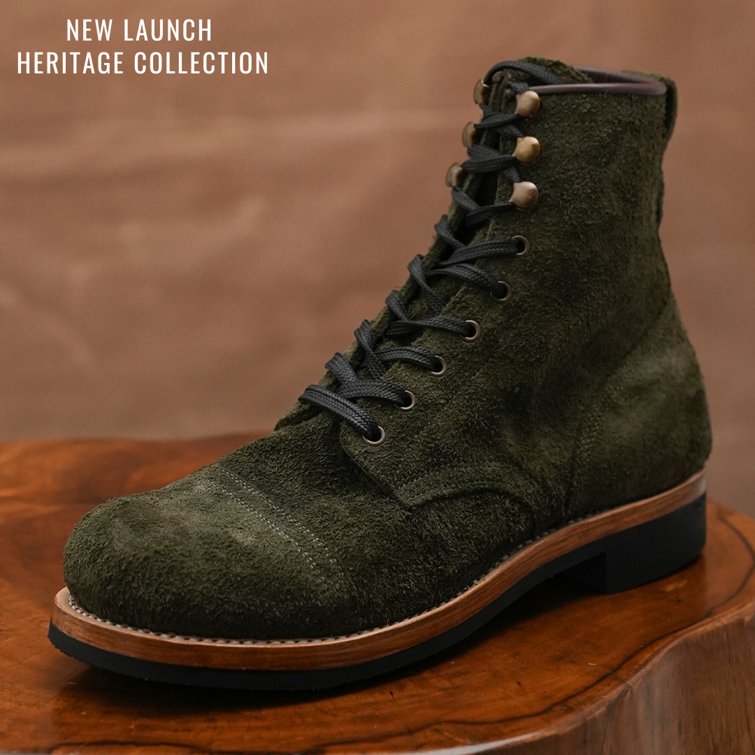 The Brandon Cap Toe Boots (Grizzly Green) (Munson Last - Goodyear Welted)