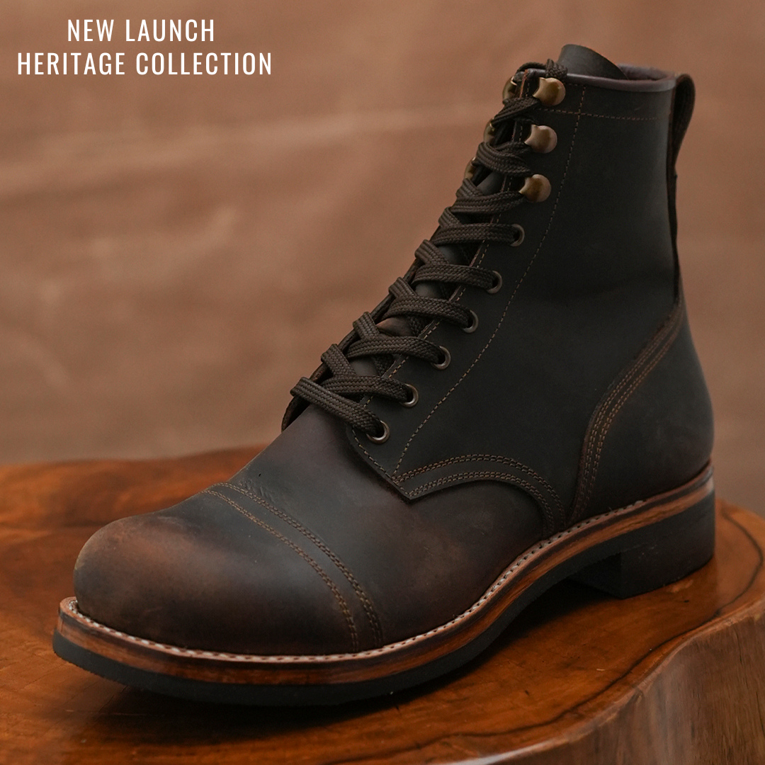 The Brandon Cap Toe Boots (Vintage Brown) (Munson Last - Goodyear Welted)
