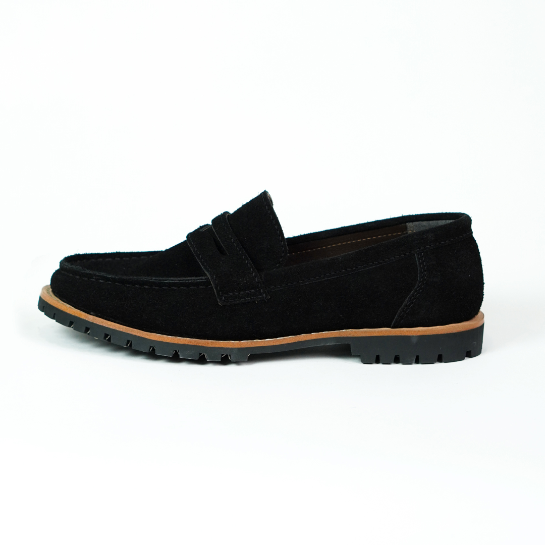 Oslo Penny Loafers Suede (Phantom Black) Goodyear Welted