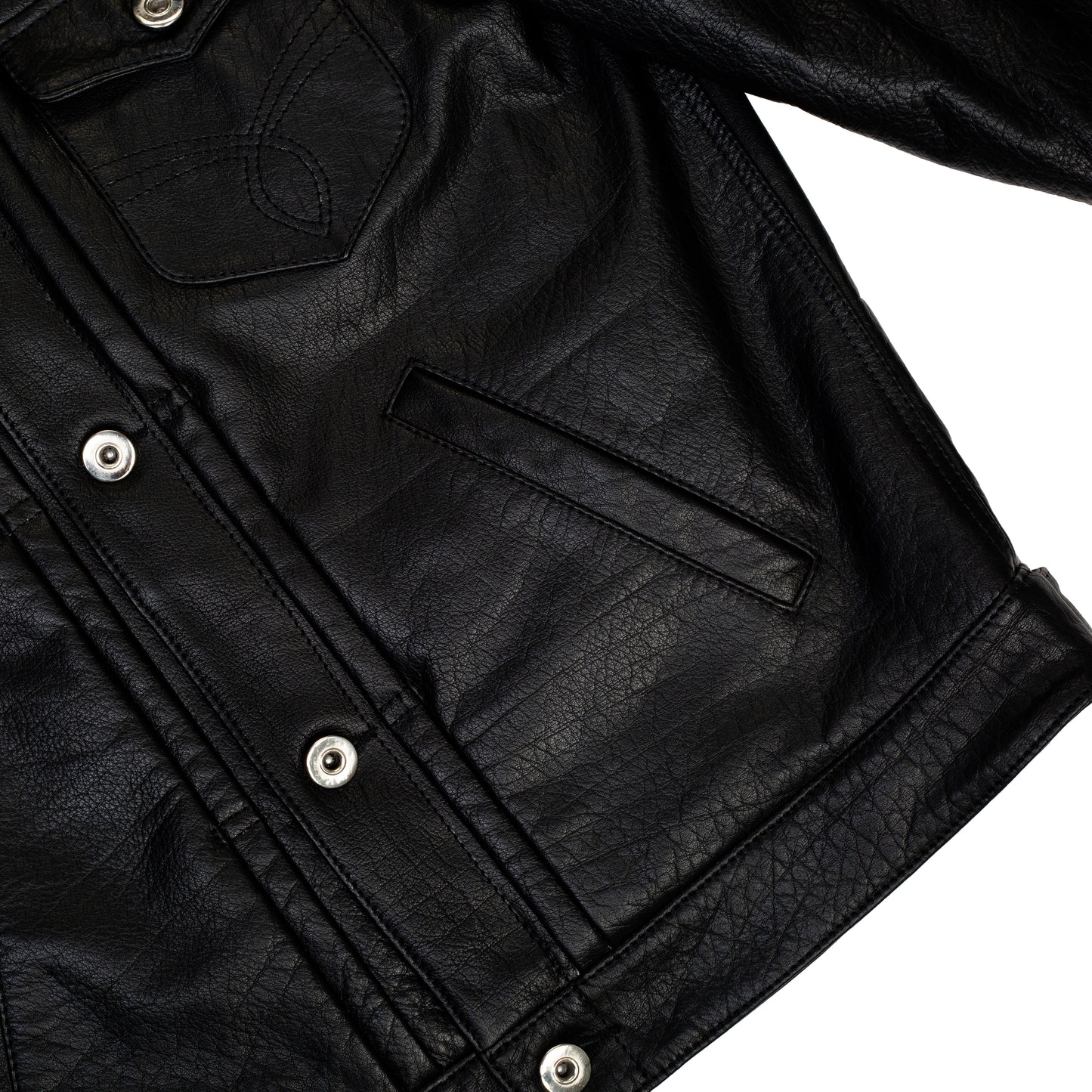 Trucker Type 2 Leather Jacket (Raven Black)