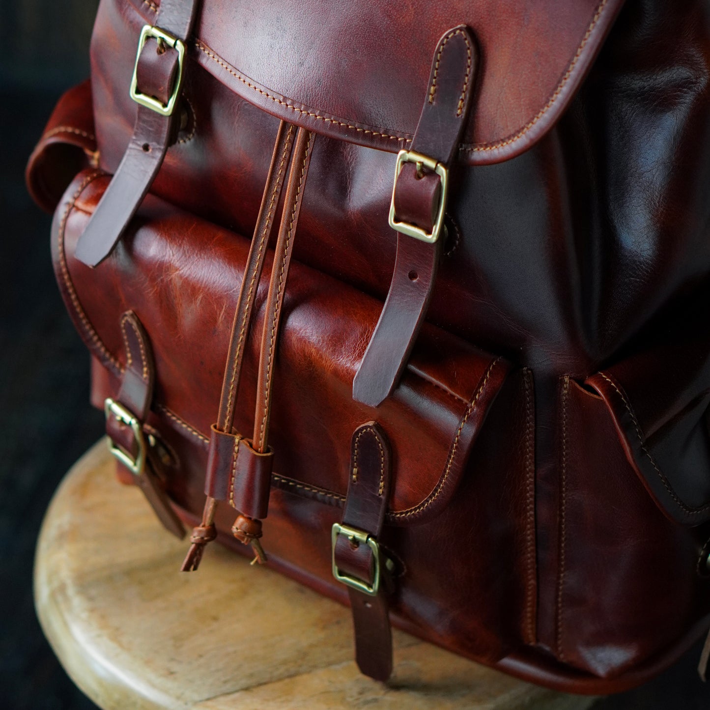 Vintage Bergan Leather Backpack (Saddle Tan)