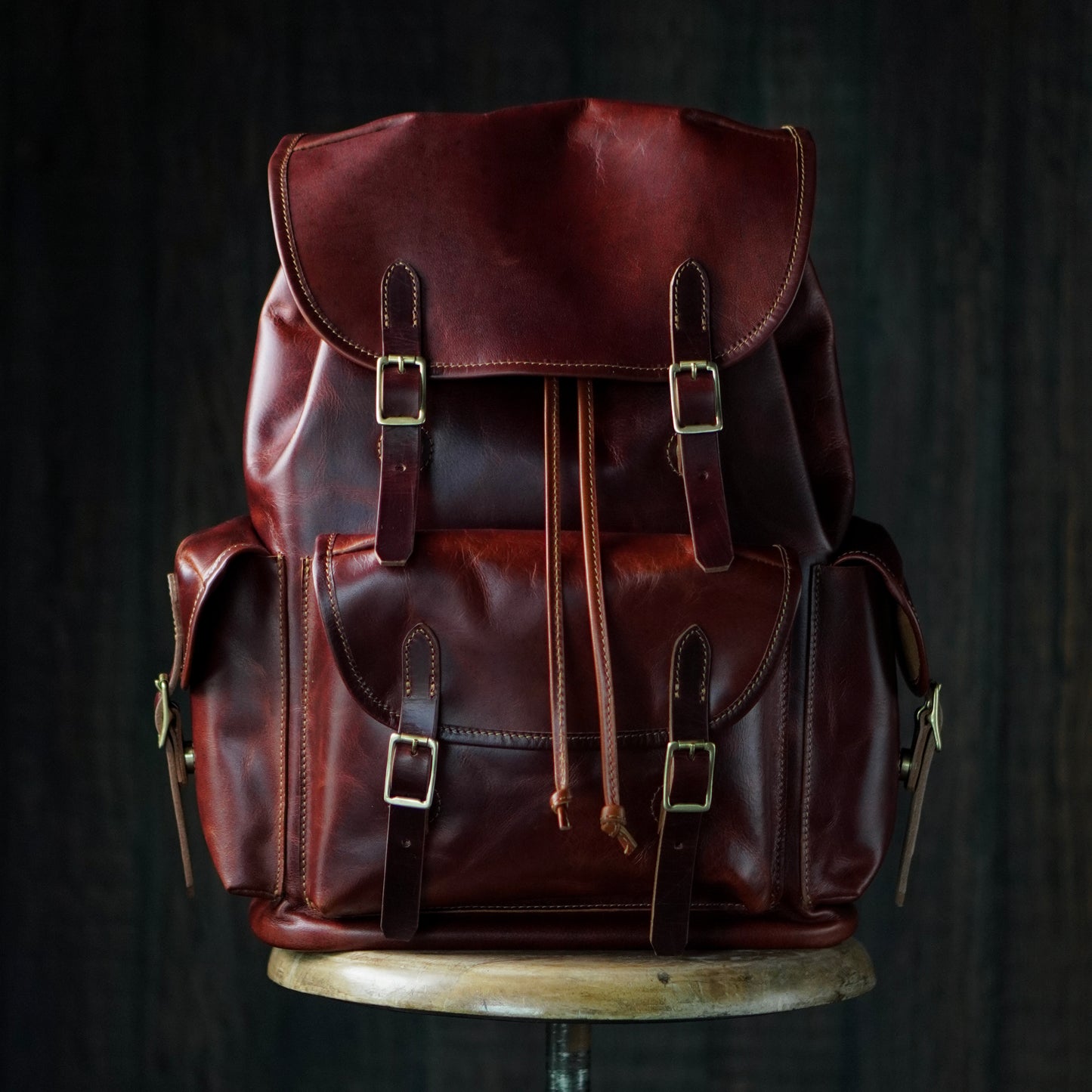 Vintage Bergan Leather Backpack (Saddle Tan)