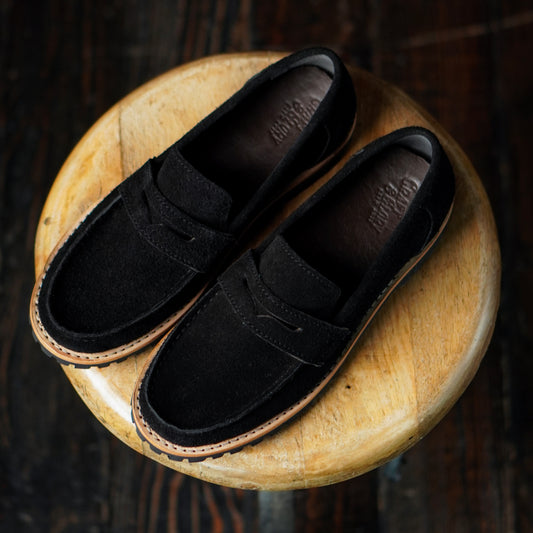 Oslo Penny Loafers Suede (Phantom Black) Goodyear Welted