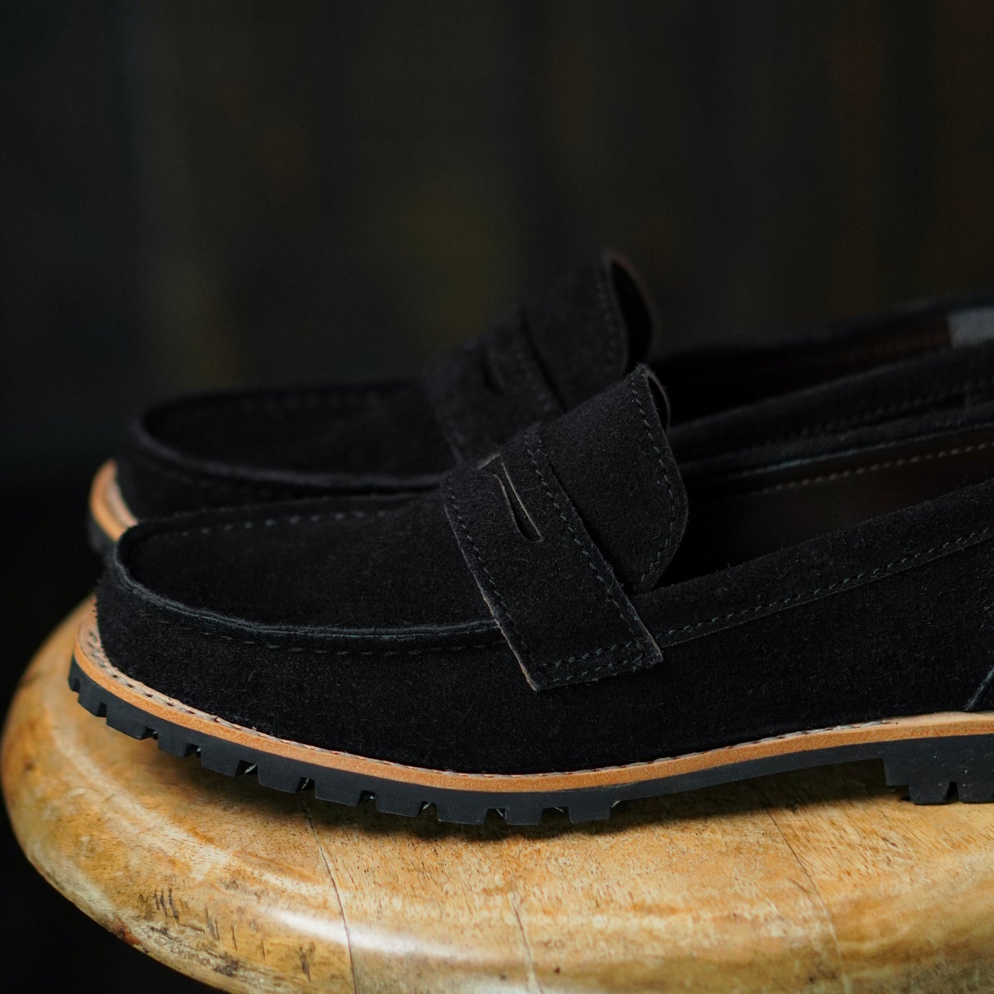 Oslo Penny Loafers Suede (Phantom Black) Goodyear Welted