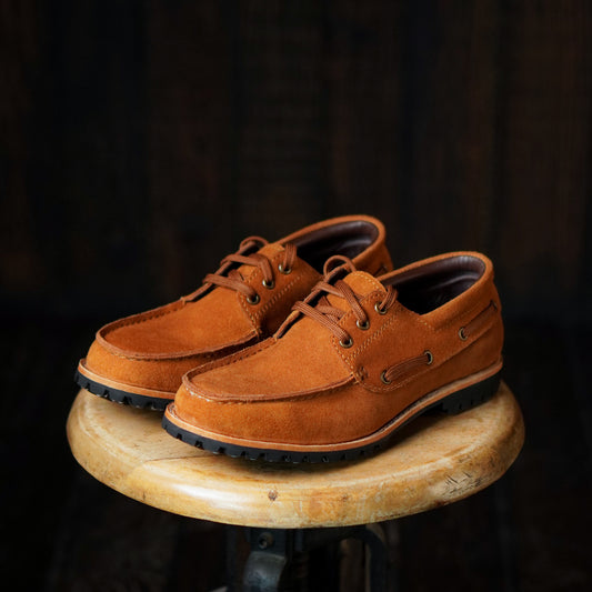 Voyager Boat Shoes Suede (Caramel Tan) Goodyear Welted