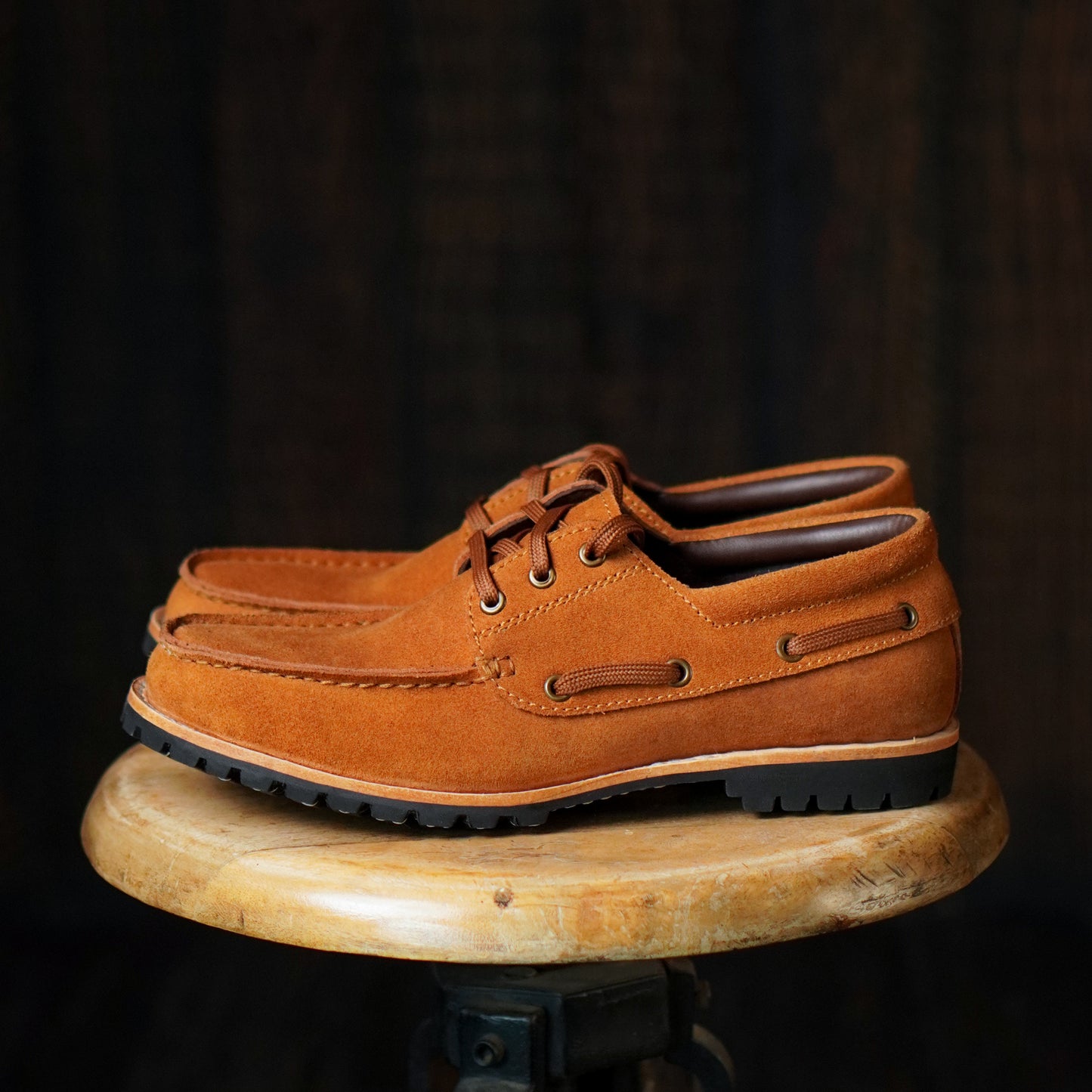 Voyager Boat Shoes Suede (Caramel Tan) Goodyear Welted