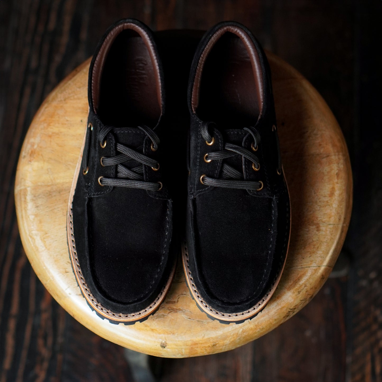 Voyager Boat Shoes Suede (Phantom Black) Goodyear Welted