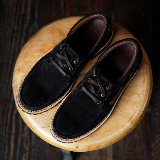 Voyager Boat Shoes Suede (Phantom Black) Goodyear Welted