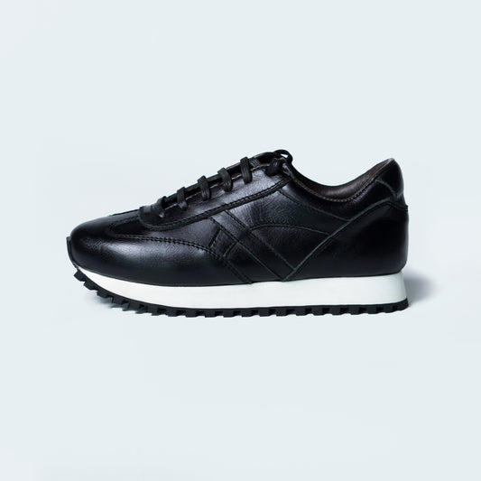 Classic Retro Leather Sneakers (Raven Black)