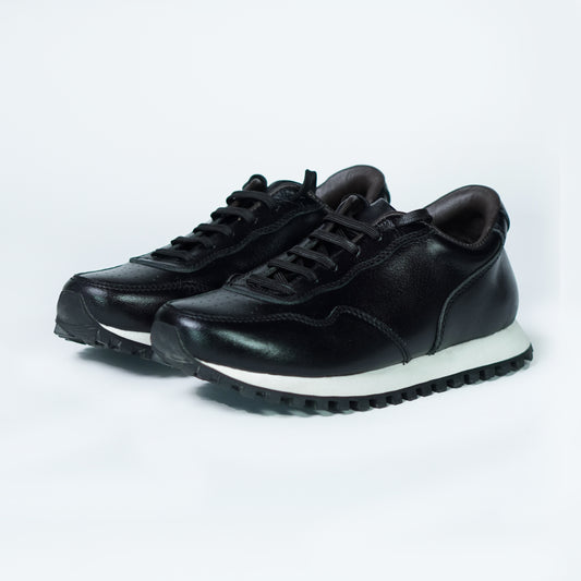 Old Skool Retro Leather Sneakers (Raven Black)