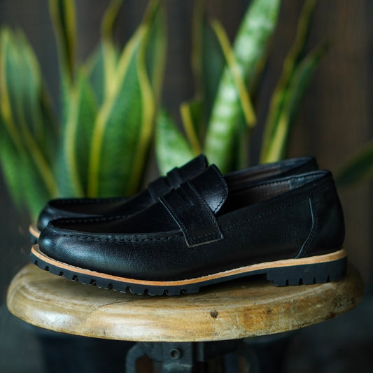 Oslo Penny Loafers (Raven Black) Goodyear Welted