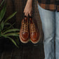Women Moc-Toe Leather boots (Saddle Tan) Goodyear Welted