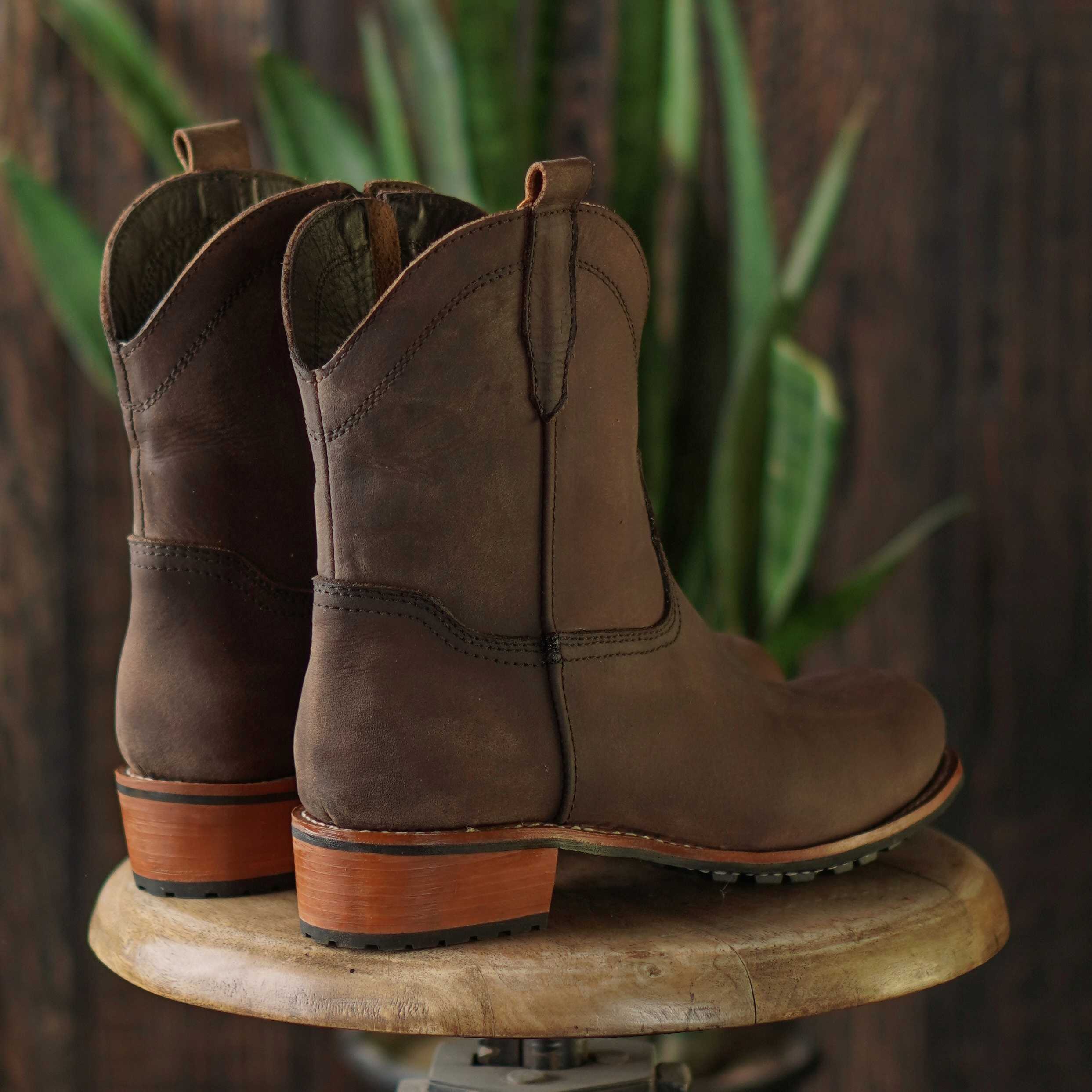 Texas Cowboy Western Boots for Men Vintage Brown Goodyear welted