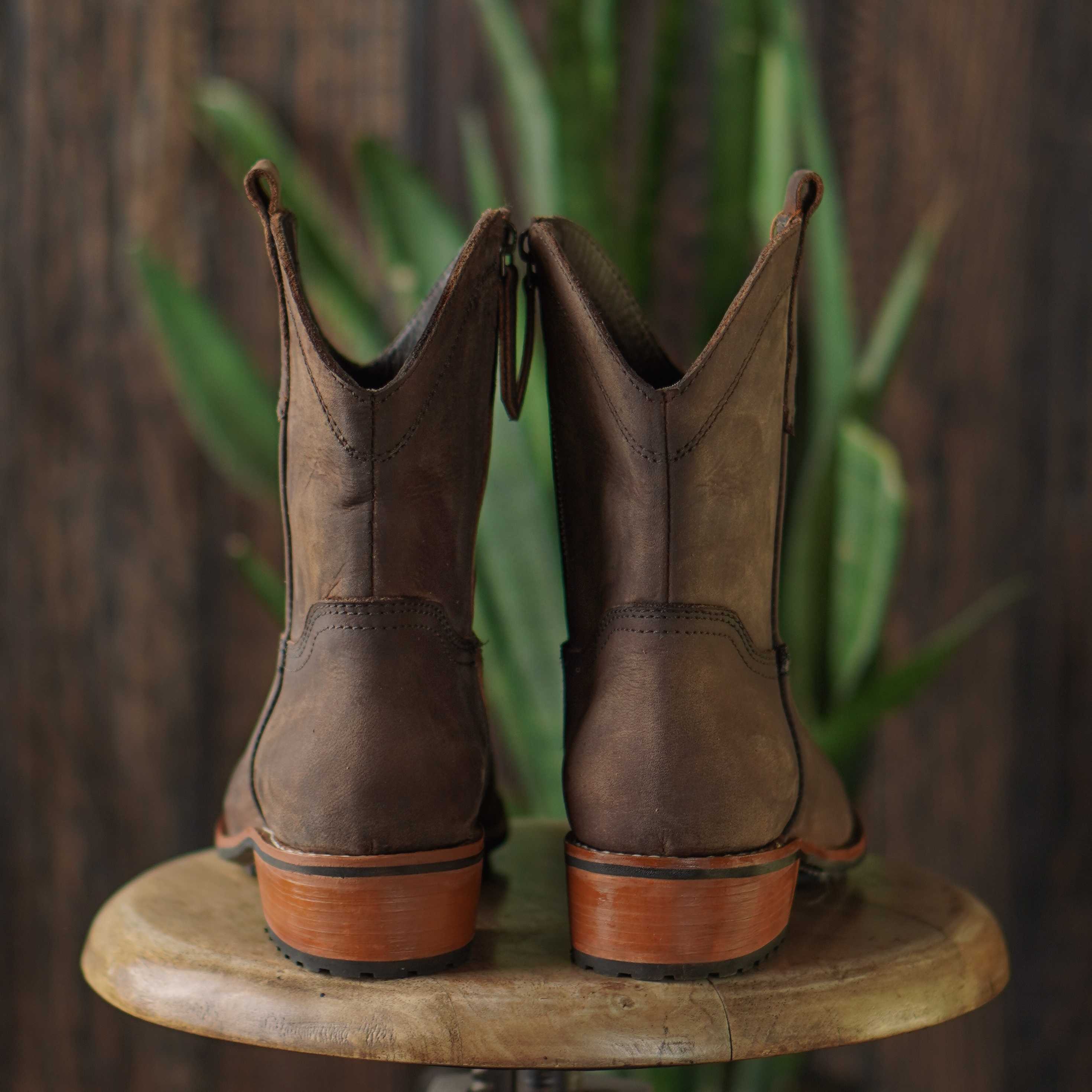 Bottes western Texas Cowboy pour hommes Vintage Brown cousu