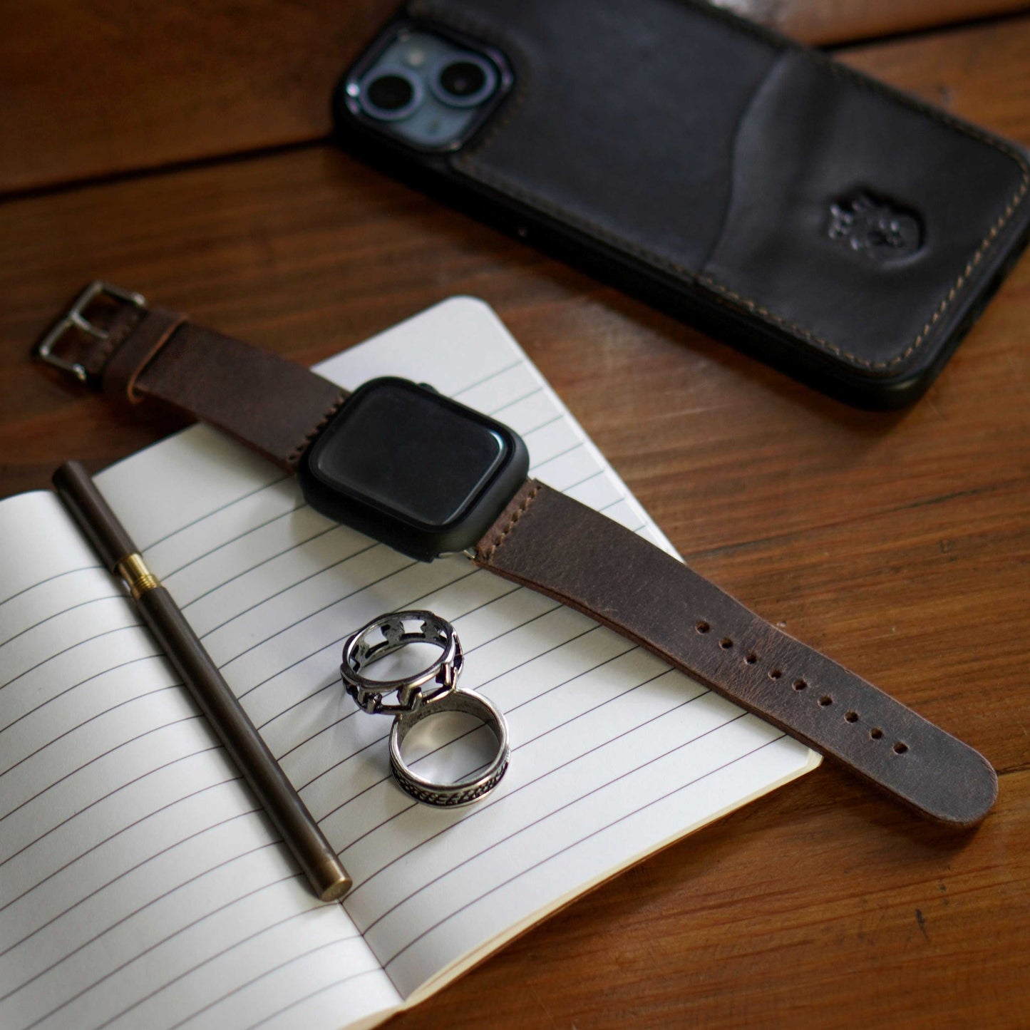 Minimales Apple Watch Lederarmband (Vintage Braun)