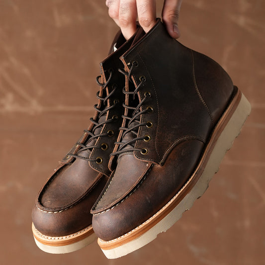 Moc-Toe Boots (Vintage Brown) Goodyear Welted 38 CRS