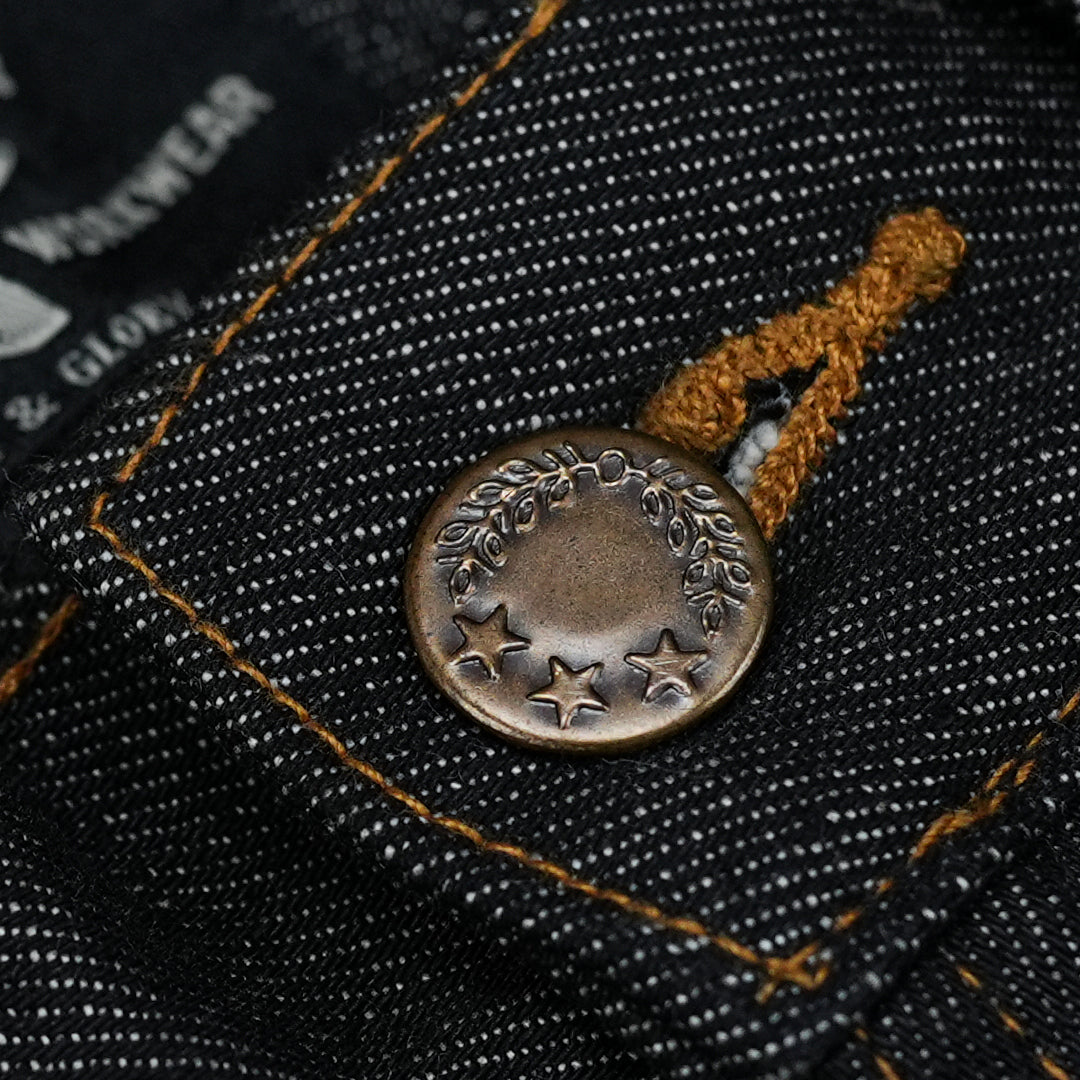 Five Pocket Ghost Black 13 Oz Selvedge Denim For Men (True Straight)