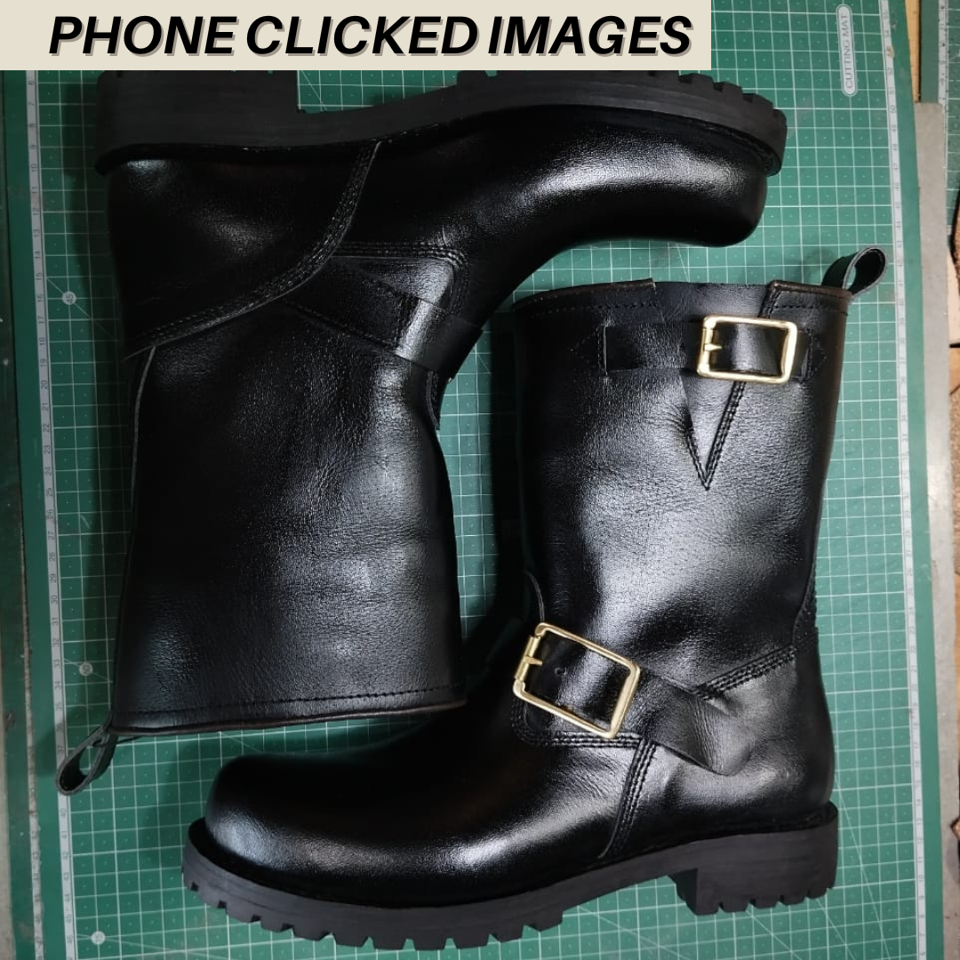 Engineer Boots Raven Black Goodyear Welted Craft Glory