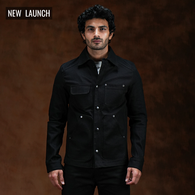 Chore Jacket Double Black 14 Oz Selvedge Denim