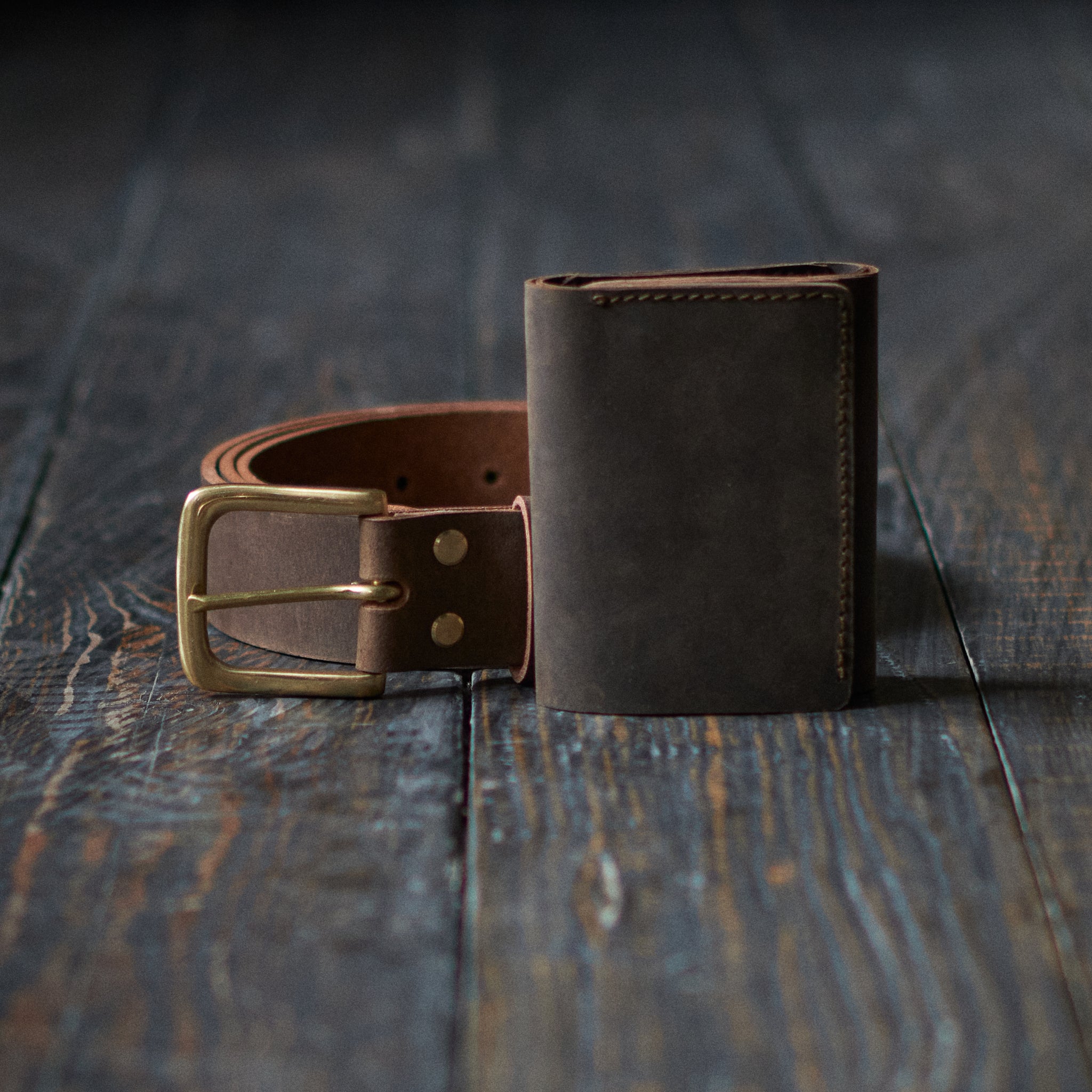 Heritage Belt & Trifold Wallet (Vintage Brown)