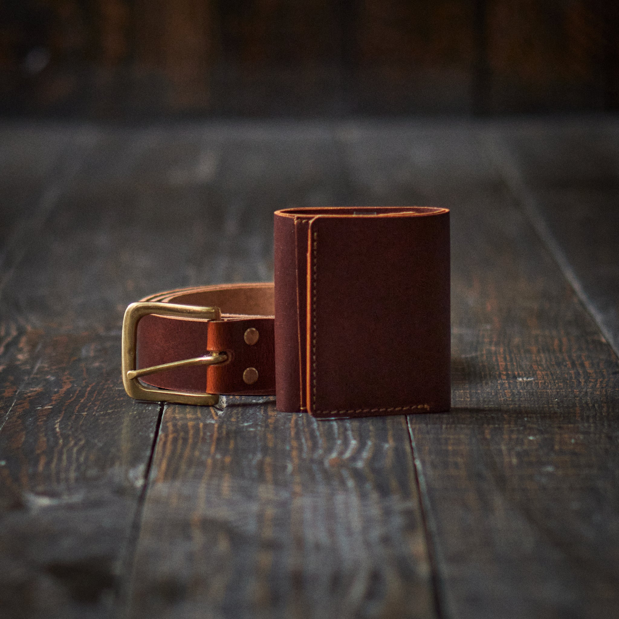 Heritage Belt & Trifold Wallet (Saddle Tan)