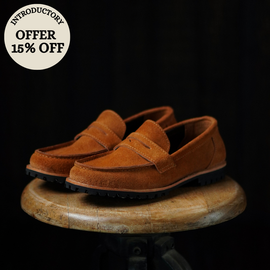 Oslo Penny Loafers Suede (Caramel Tan) Goodyear Welted