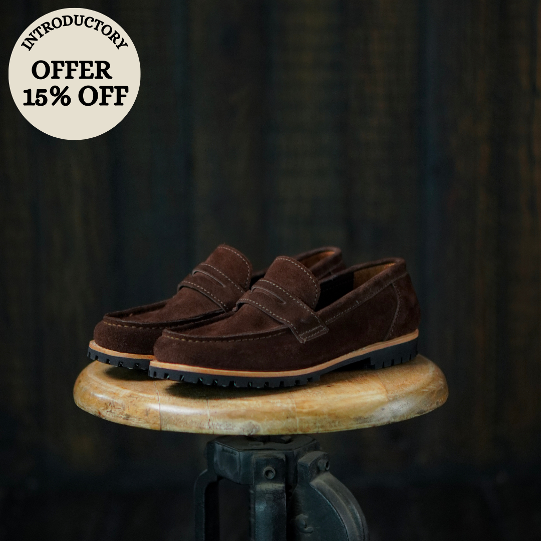 Oslo Penny Loafers Suede (Espresso Brown) Goodyear Welted