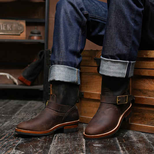 The Foundry Engineer Boots (Vintage Brown) Goodyear Welted