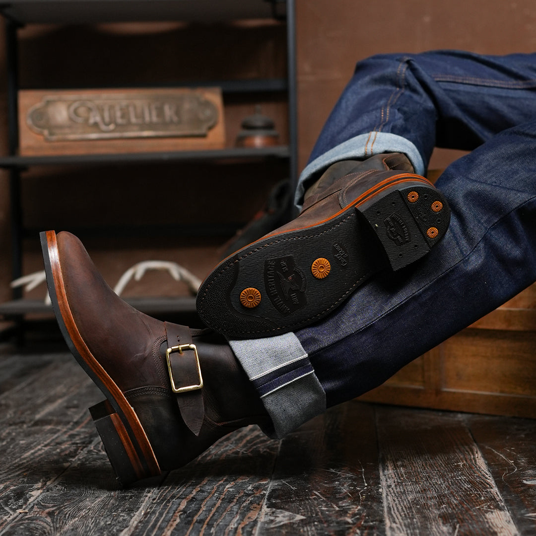 The Foundry Engineer Boots (Vintage Brown) Goodyear Welted