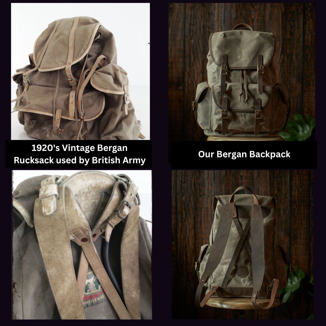 Vintage Bergan Canvas Backpack Faded Olive Craft Glory