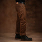 Five Pocket Bear Brown 12 Oz Hard Waxed Canvas Pants For Men (True Straight)