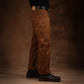 Five Pocket Fox Brown 12 Oz Duck Canvas Pants For Men (True Straight)