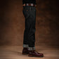 Five Pocket Ghost Black 13 Oz Selvedge Denim For Men (Slim Straight)