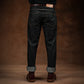 Five Pocket Ghost Black 13 Oz Selvedge Denim For Men (Slim Straight)