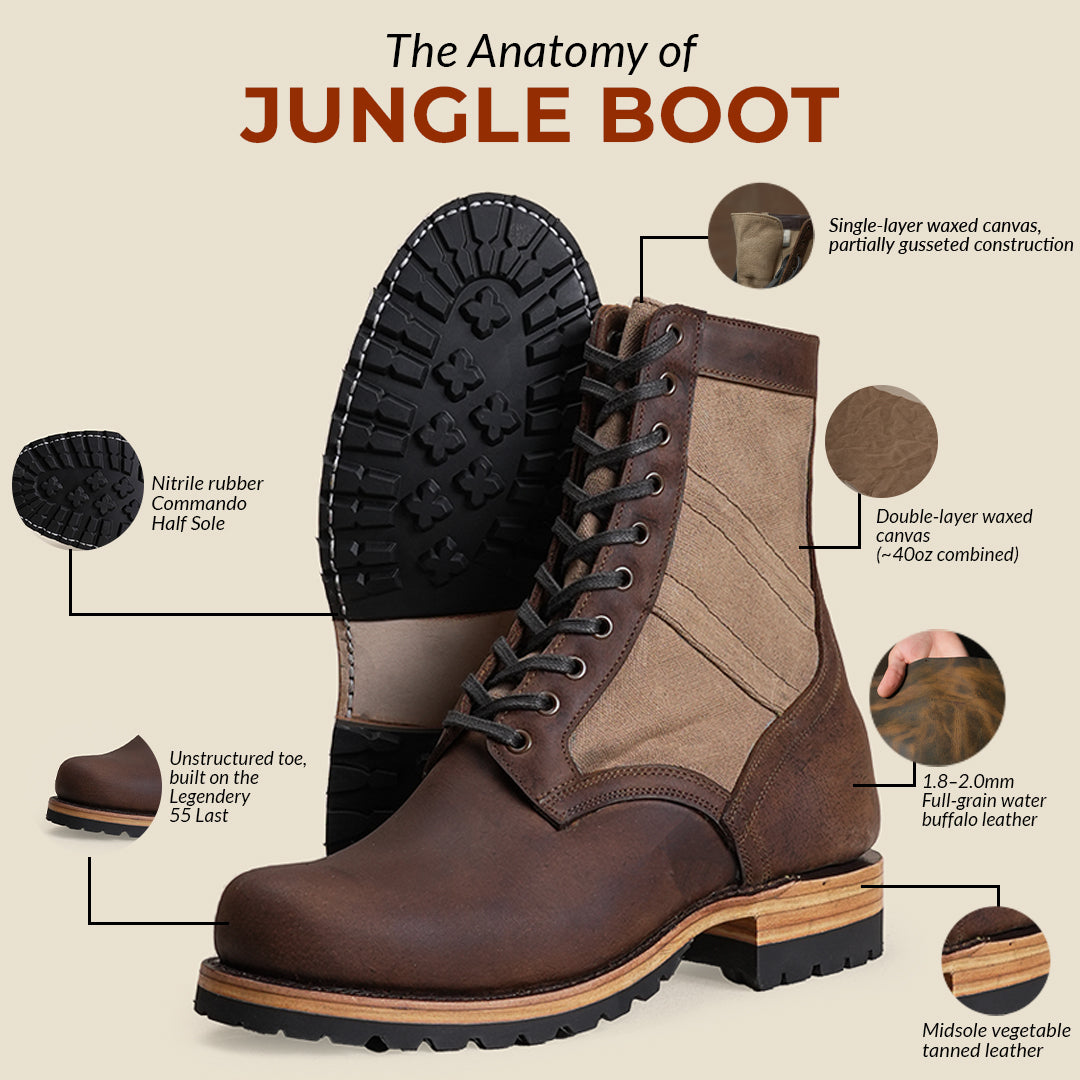 Jungle Boots 6" (Forest Green x Raven Black) Goodyear Welted