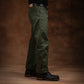 Five Pocket Military Green 12 Oz Selvedge Canvas Pants For Men (True Straight)